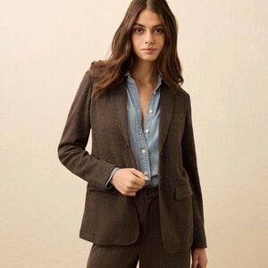 Faherty Inlet Knit Tweed Blazer Woodland Herringbone Womens Small
